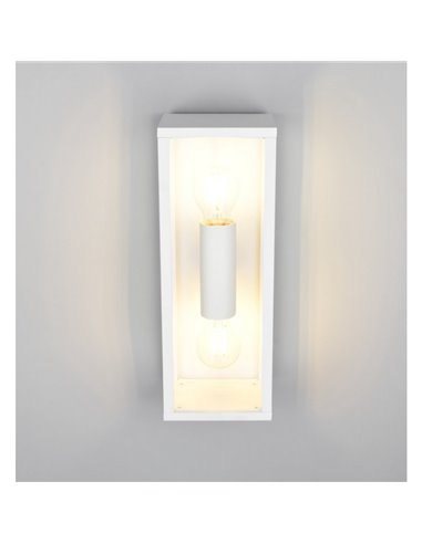 Applique d'extérieur GARONNE 2 lumières, allongée et rectangulaire, ampoule exclue. 2x E27 max. 10W IP44 Blanc