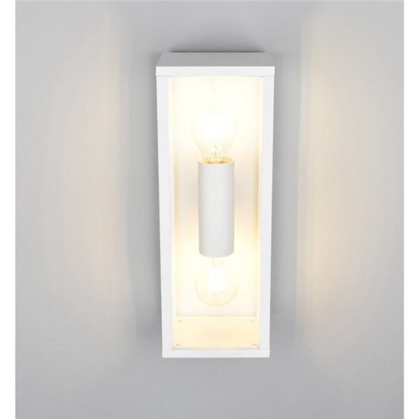 Applique d'extérieur GARONNE 2 lumières, allongée et rectangulaire, ampoule exclue. 2x E27 max. 10W IP44 Blanc
