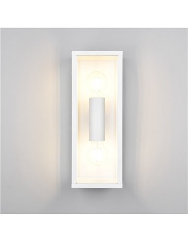Luminária de parede externa GARONNE de 2 luzes, alongada e retangular, lâmpada excl. 2x E27 máx. 10W IP44 Branco