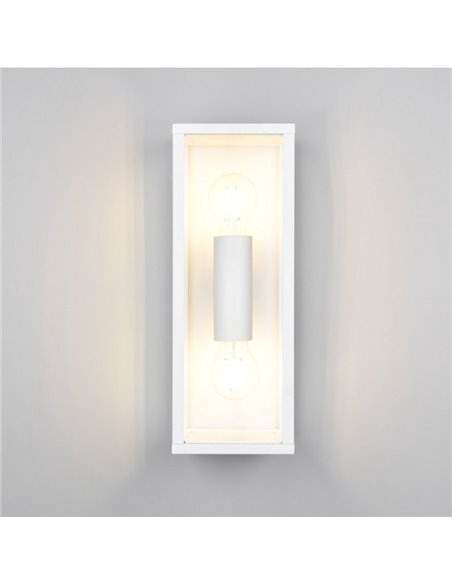 Applique d'extérieur GARONNE 2 lumières, allongée et rectangulaire, ampoule exclue. 2x E27 max. 10W IP44 Blanc