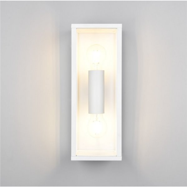 Applique d'extérieur GARONNE 2 lumières, allongée et rectangulaire, ampoule exclue. 2x E27 max. 10W IP44 Blanc