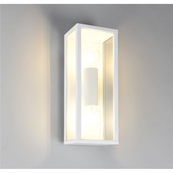 Applique d'extérieur GARONNE 2 lumières, allongée et rectangulaire, ampoule exclue. 2x E27 max. 10W IP44 Blanc