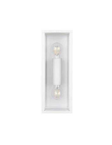 Applique d'extérieur GARONNE 2 lumières, allongée et rectangulaire, ampoule exclue. 2x E27 max. 10W IP44 Blanc