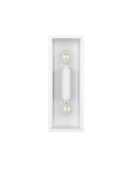 Luminária de parede externa GARONNE de 2 luzes, alongada e retangular, lâmpada excl. 2x E27 máx. 10W IP44 Branco