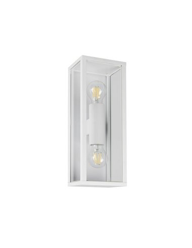 Luminária de parede externa GARONNE de 2 luzes, alongada e retangular, lâmpada excl. 2x E27 máx. 10W IP44 Branco