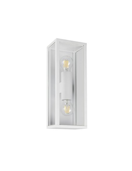 Applique d'extérieur GARONNE 2 lumières, allongée et rectangulaire, ampoule exclue. 2x E27 max. 10W IP44 Blanc