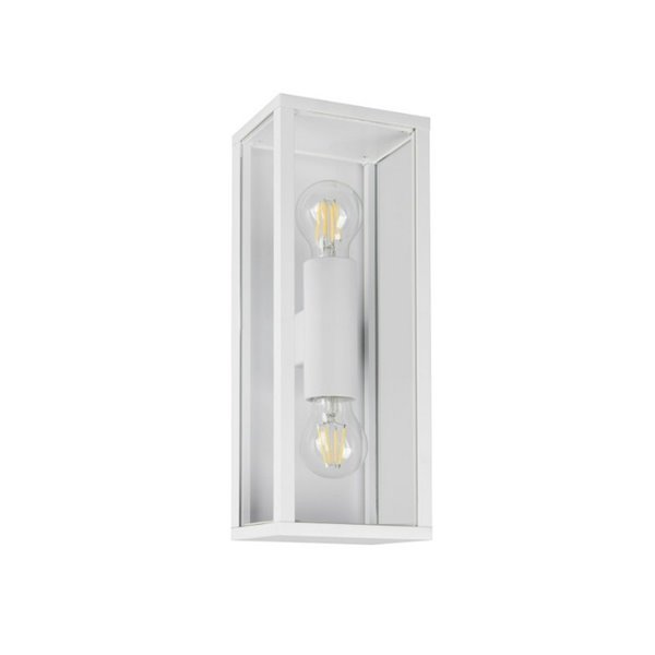 Applique d'extérieur GARONNE 2 lumières, allongée et rectangulaire, ampoule exclue. 2x E27 max. 10W IP44 Blanc