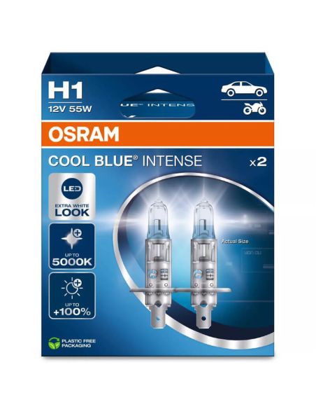 Bombillas H1 luz mas blanca 5000K y 100% mas de luz Cool Blue Intense Next Generation 2 Uds. 64150CBN-2HB