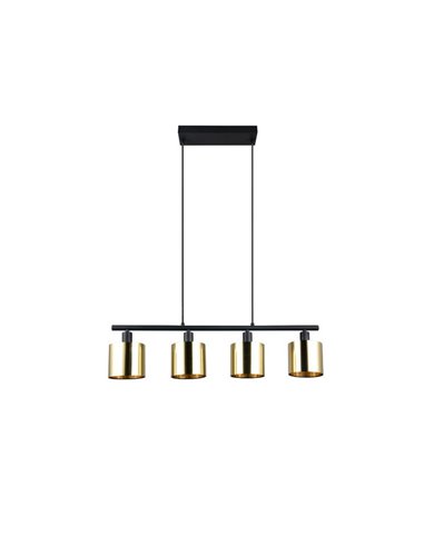 Luminária de teto JASON com 4 cúpulas douradas, altura ajustável, lâmpadas excl. 4x E14 máx. 10 W IP20