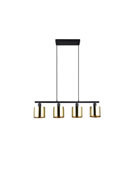 Luminária de teto JASON com 4 cúpulas douradas, altura ajustável, lâmpadas excl. 4x E14 máx. 10 W IP20