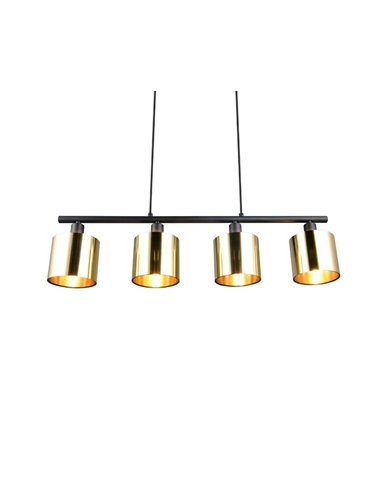 Lámpara de techo con 4 pantallas doradas JASON altura regulable bombillas excl. 4x E14 max. 10W IP20