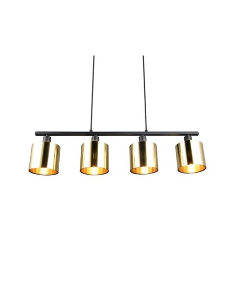 Luminária de teto JASON com 4 cúpulas douradas, altura ajustável, lâmpadas excl. 4x E14 máx. 10 W IP20