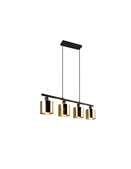 Luminária de teto JASON com 4 cúpulas douradas, altura ajustável, lâmpadas excl. 4x E14 máx. 10 W IP20