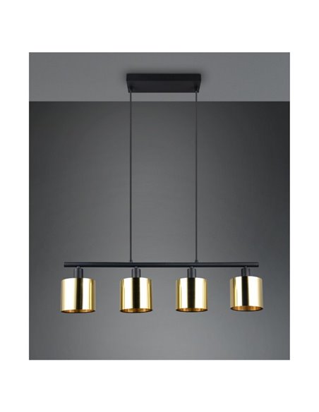 Luminária de teto JASON com 4 cúpulas douradas, altura ajustável, lâmpadas excl. 4x E14 máx. 10 W IP20