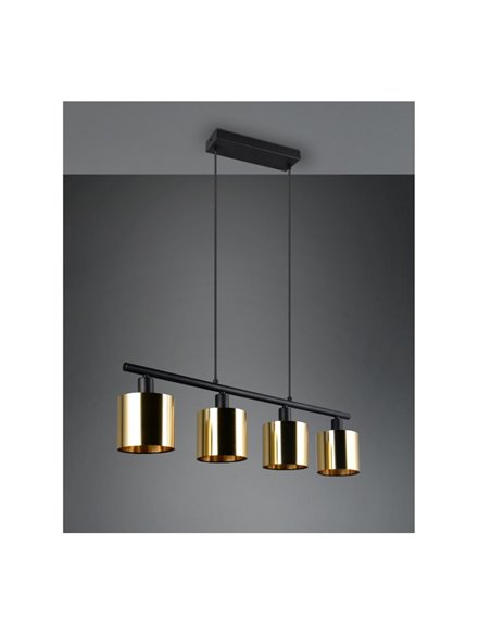 Luminária de teto JASON com 4 cúpulas douradas, altura ajustável, lâmpadas excl. 4x E14 máx. 10 W IP20