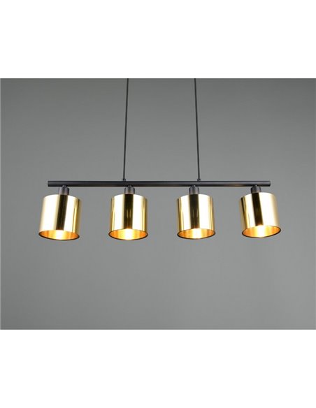 Luminária de teto JASON com 4 cúpulas douradas, altura ajustável, lâmpadas excl. 4x E14 máx. 10 W IP20