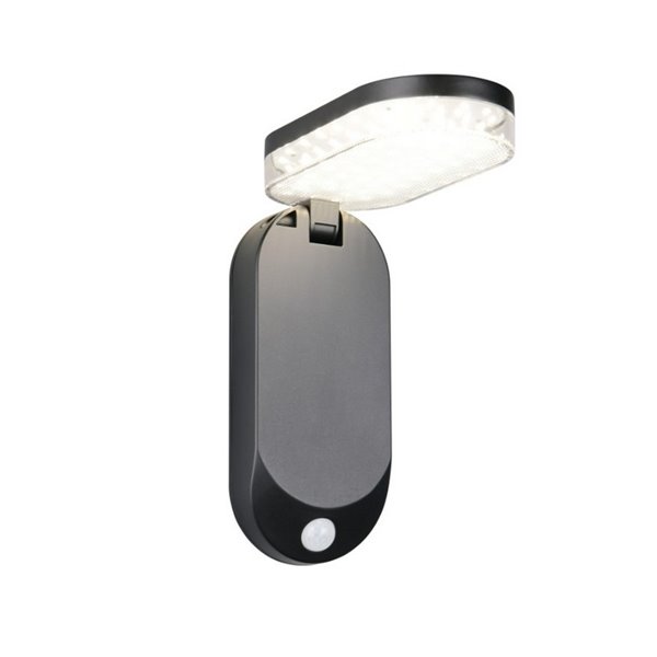 Luminária de parede LED LAGOAS com carregamento solar e bateria, sensor de movimento integrado, 3W, 350lm, 4000K, IP44