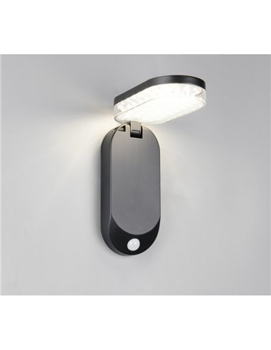 Luminária de parede LED LAGOAS com carregamento solar e bateria, sensor de movimento integrado, 3W, 350lm, 4000K, IP44
