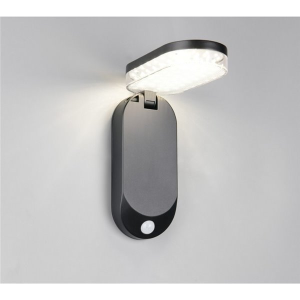 Luminária de parede LED LAGOAS com carregamento solar e bateria, sensor de movimento integrado, 3W, 350lm, 4000K, IP44