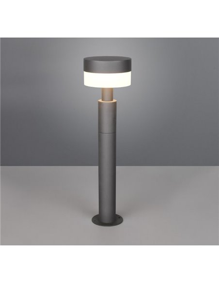 Poste de aterramento LED MACKENZIE, 50 cm de altura, alumínio fundido, acabamento antracite, 8 W, 800 lm, 3000 K, IP44