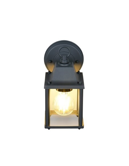 Aplique de pared estilo farolillo MIRANDE bombilla excl. 1x E27 max. 40W IP23 Antracita