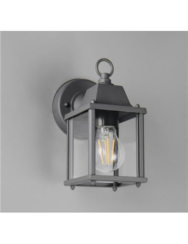 Aplique de pared estilo farolillo MIRANDE bombilla excl. 1x E27 max. 40W IP23 Antracita