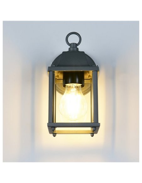 Aplique de pared estilo farolillo MIRANDE bombilla excl. 1x E27 max. 40W IP23 Antracita
