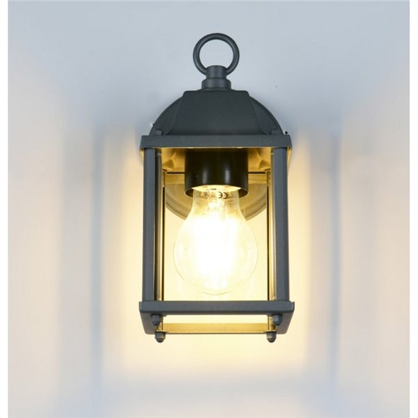 Aplique de pared estilo farolillo MIRANDE bombilla excl. 1x E27 max. 40W IP23 Antracita