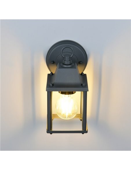 Aplique de pared estilo farolillo MIRANDE bombilla excl. 1x E27 max. 40W IP23 Antracita