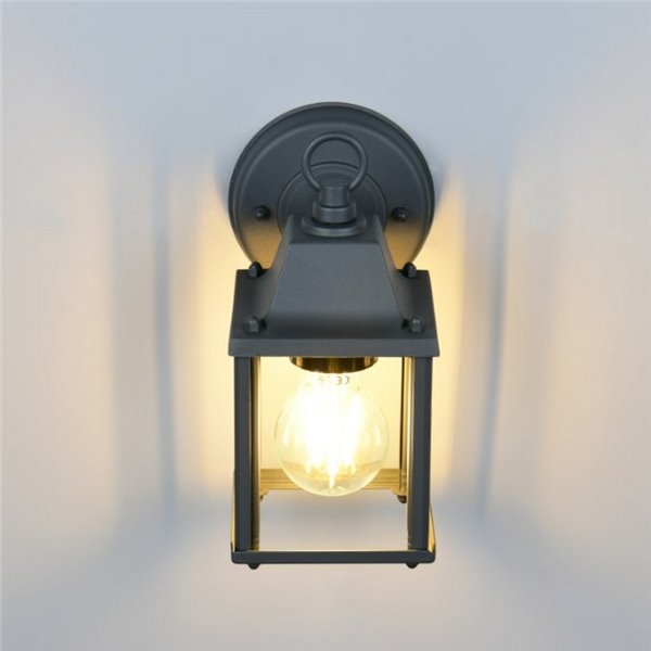 Aplique de pared estilo farolillo MIRANDE bombilla excl. 1x E27 max. 40W IP23 Antracita