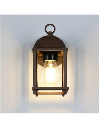 Aplique de pared MIRANDE estilo farolillo, bombilla excl. 1x E27 max. 40W IP23 Óxido