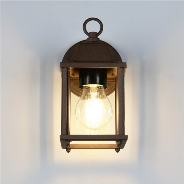 Aplique de pared MIRANDE estilo farolillo, bombilla excl. 1x E27 max. 40W IP23 Óxido