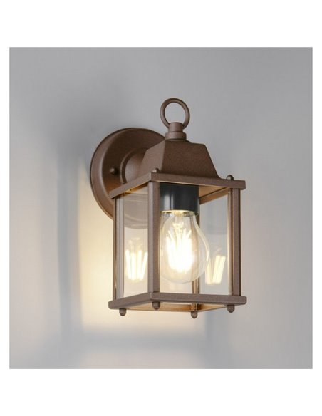 Aplique de pared MIRANDE estilo farolillo, bombilla excl. 1x E27 max. 40W IP23 Óxido