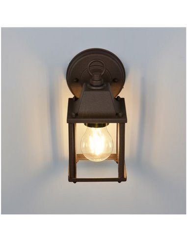 Aplique de pared MIRANDE estilo farolillo, bombilla excl. 1x E27 max. 40W IP23 Óxido
