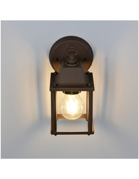 Aplique de pared MIRANDE estilo farolillo, bombilla excl. 1x E27 max. 40W IP23 Óxido