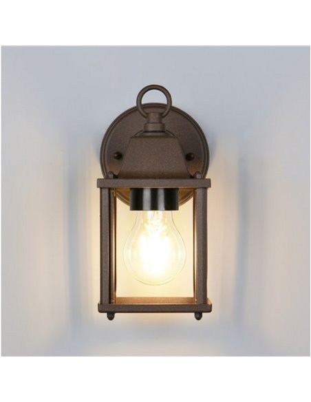 Aplique de pared MIRANDE estilo farolillo, bombilla excl. 1x E27 max. 40W IP23 Óxido