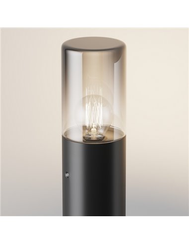 Poste exterior AMAS ↕80cm altura, aluminio y vidrio bombilla excl. 1xE27 max.60W IP54 Antracita