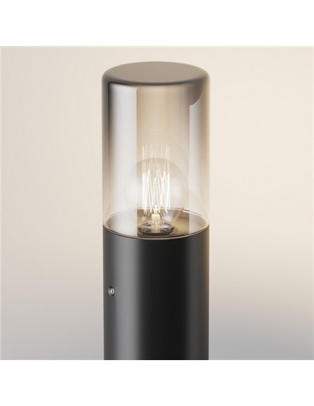 Poste exterior AMAS ↕80cm altura, aluminio y vidrio bombilla excl. 1xE27 max.60W IP54 Antracita