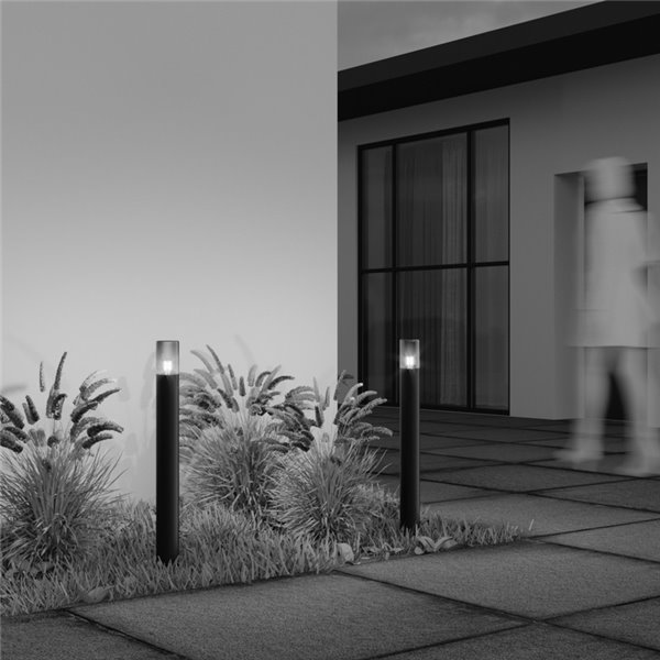 Poteau extérieur AMAS ↕80cm de hauteur, aluminium et verre, ampoule exclue. 1xE27 max.60W IP54 Anthracite