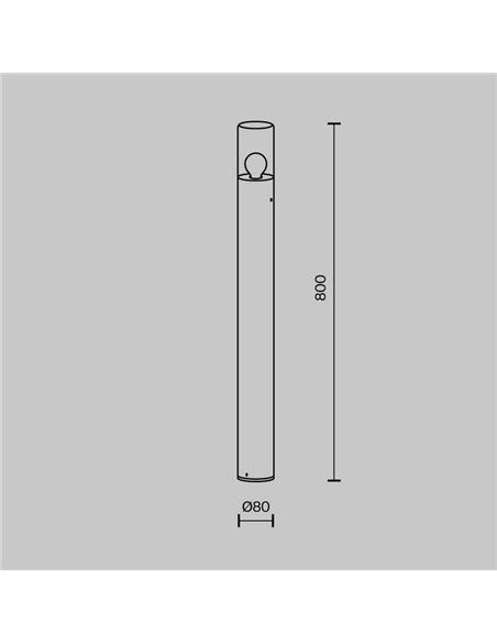 Poteau extérieur AMAS ↕80cm de hauteur, aluminium et verre, ampoule exclue. 1xE27 max.60W IP54 Anthracite