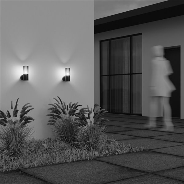 Aplique de pared AMAS para exterior, tulipa ahumada bombilla excl.1xE27 max.60W IP54 Antracita