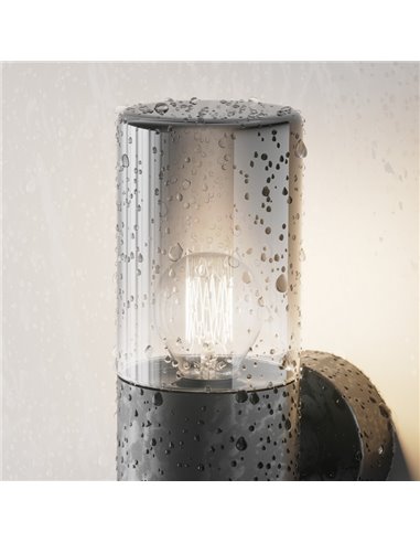 Aplique de pared AMAS para exterior, tulipa ahumada bombilla excl.1xE27 max.60W IP54 Antracita