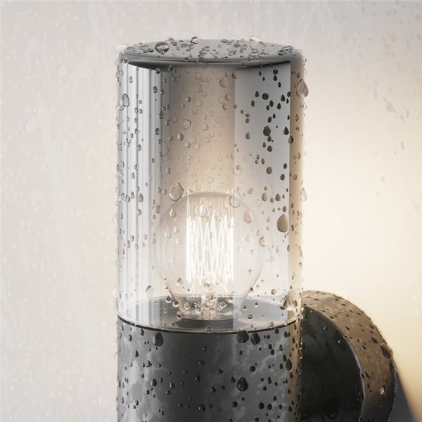 Aplique de pared AMAS para exterior, tulipa ahumada bombilla excl.1xE27 max.60W IP54 Antracita