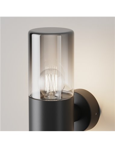 Aplique de pared AMAS para exterior, tulipa ahumada bombilla excl.1xE27 max.60W IP54 Antracita