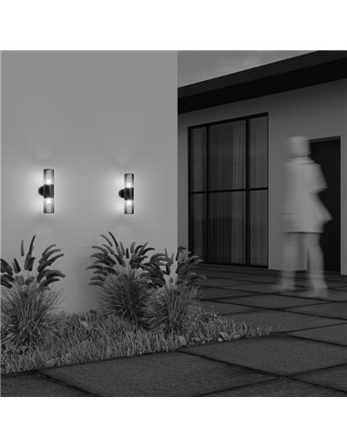 Aplique de pared AMAS 2 luces, tulipa ahumada bombillas excl.2xE27 max.60W IP54 Antracita