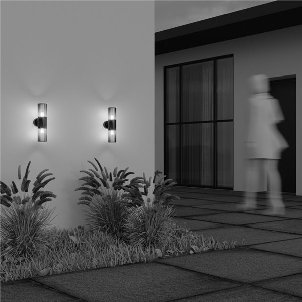 Aplique de pared AMAS 2 luces, tulipa ahumada bombillas excl.2xE27 max.60W IP54 Antracita