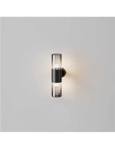 Luminária de parede AMAS de 2 luzes, cúpula fumê, lâmpadas excl. 2xE27 máx. 60W IP54 Antracite