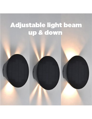 Aplique de pared LED exterior con panel solar frontal BELKA, con luz arriba y abajo, 9W 280Lm, 3000K