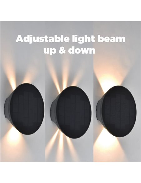 Aplique LED para exterior com painel solar frontal BELKA, com luz ascendente e descendente, 9W 280Lm, 3000K