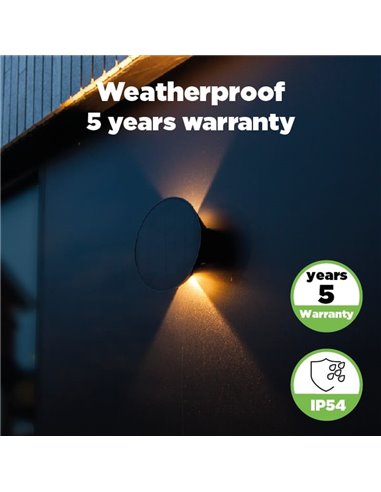 Aplique LED para exterior com painel solar frontal BELKA, com luz ascendente e descendente, 9W 280Lm, 3000K